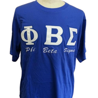 Phi Beta Sigma Fraternity Stitched Letter T-Shirt- Blue