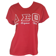 Delta Sigma Theta Sorority Stitched Letter T-Shirt- Red
