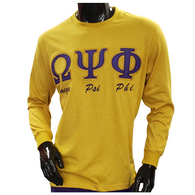 Omega Psi Phi Fraternity Long Sleeve Shirt- Gold 