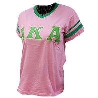 Alpha Kappa Alpha AKA Sorority V-Neck with Stripes- Pink