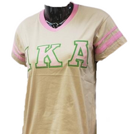 Alpha Kappa Alpha AKA Sorority V-Neck with Stripes- Khaki