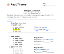 Analogies - More Classic Word Pair Analogies - Low Intermediate Level - Exercise 2