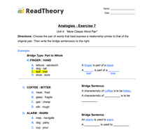Analogies - More Classic Word Pair Analogies - Low Intermediate Level - Exercise 7