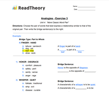 Analogies - More Classic Word Pair Analogies - High Intermediate Level - Exercise 3