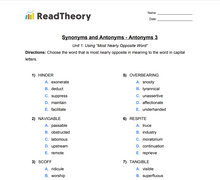 Synonyms and Antonyms - Antonyms - Grade 9 - Exercise 3