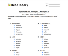 Synonyms and Antonyms - Antonyms - Grade 10 - Exercise 2