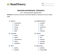 Synonyms and Antonyms - Antonyms - Grade 11 - Exercise 2