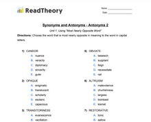 Synonyms and Antonyms - Antonyms - Grade 12 - Exercise 2