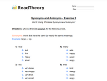 Synonyms and Antonyms - Beginner - Exercise 2