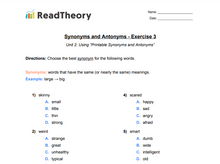 Synonyms and Antonyms - Beginner - Exercise 3