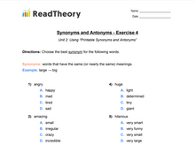 Synonyms and Antonyms - Beginner - Exercise 4
