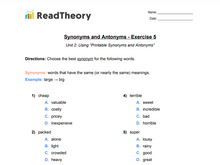 Synonyms and Antonyms - Beginner - Exercise 5