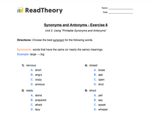 Synonyms and Antonyms - Beginner - Exercise 6