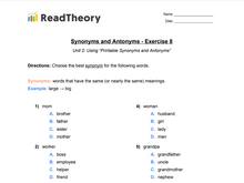Synonyms and Antonyms - Beginner - Exercise 8