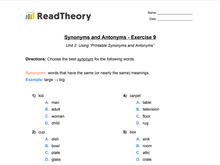 Synonyms and Antonyms - Beginner - Exercise 9