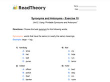 Synonyms and Antonyms - Beginner - Exercise 10