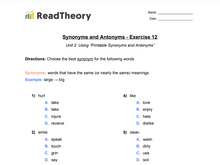 Synonyms and Antonyms - Beginner - Exercise 12