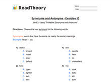 Synonyms and Antonyms - Beginner - Exercise 13