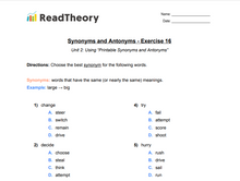 Synonyms and Antonyms - Beginner - Exercise 16
