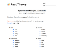 Synonyms and Antonyms - Beginner - Exercise 17