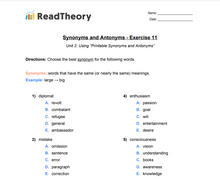 Synonyms and Antonyms - Intermediate - Exercise 11