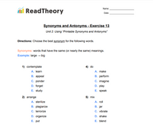 Synonyms and Antonyms - Intermediate - Exercise 13