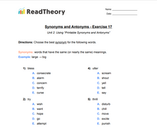 Synonyms and Antonyms - Intermediate - Exercise 17