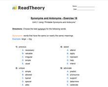 Synonyms and Antonyms - Intermediate - Exercise 18