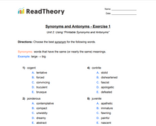 Synonyms and Antonyms - Advanced - Exercise 1