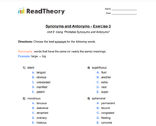 Synonyms and Antonyms - Advanced - Exercise 3