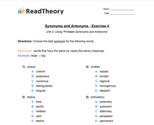 Synonyms and Antonyms - Advanced - Exercise 4