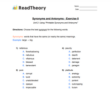 Synonyms and Antonyms - Advanced - Exercise 5