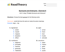 Synonyms and Antonyms - Advanced - Exercise 6