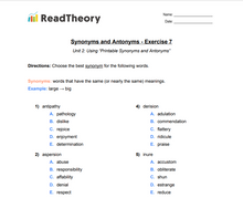 Synonyms and Antonyms - Advanced - Exercise 7