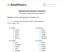 Synonyms and Antonyms - Advanced - Exercise 8
