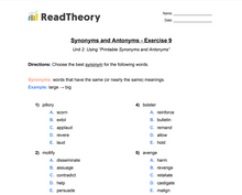 Synonyms and Antonyms - Advanced - Exercise 9
