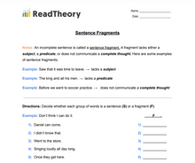 Subjects and Predicates  - Sentence Fragments