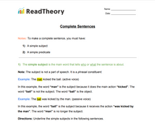 Subjects and Predicates  - Complete Sentences