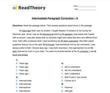Paragraph Correction  - Intermediate  - Exercise 8