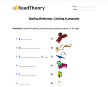 Spelling - Intermediate - Clothing Accessories