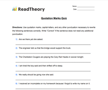 Punctuation - Quotation Marks - Quotation Marks Quiz