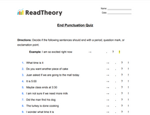 Punctuation - End Punctuation - End Punctuation Quiz