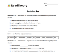 Punctuation - Semicolons - Semicolons Quiz