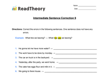 Sentence Correction -  Intermediate  - Exercise 9