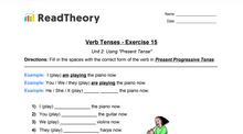 Verb Tenses - Present Tense - Exercise 15 - Present Progressive Tense