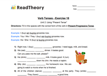 Verb Tenses - Present Tense - Exercise 18 - Present Progressive Tense