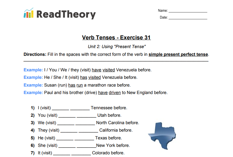 Verb Tenses Present Tense Exercise 31 Simple Present Perfect Tense Read Theory Workbooks Verb Tenses Present Tense Exercise 31 Simple Present Perfect Tense Read Theory Workbooks