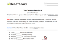 Verb Tenses - Past Tense - Exercise 3 - Simple Past Tense