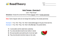 Verb Tenses - Past Tense - Exercise 5 - Simple Past Tense