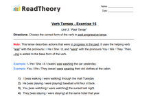 Verb Tenses - Past Tense - Exercise 15 - Past Progressive Tense
